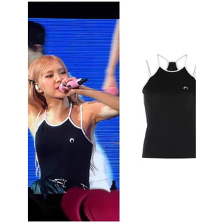 rose blackpink Áo Tank Top Sát Nách Hoạ Tiết Thêu Thiết Kế Quyến Rũ