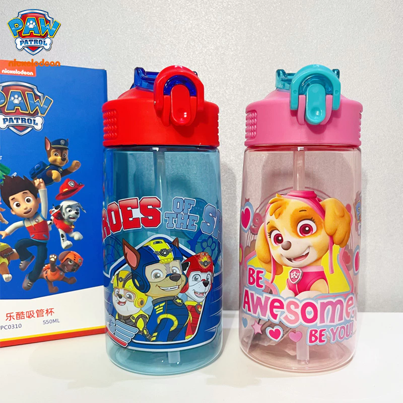 Bình nước Paw Patrol in họa tiết hoạt hình có ống hút dành cho trẻ em