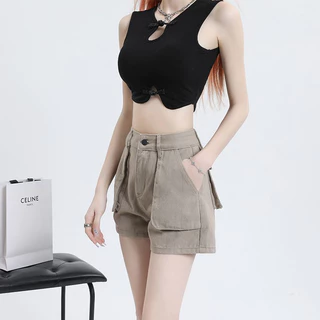 Quần Short Denim Mỏng Lưng Cao Thời Trang Mùa Hè 2023 Có 3 Màu