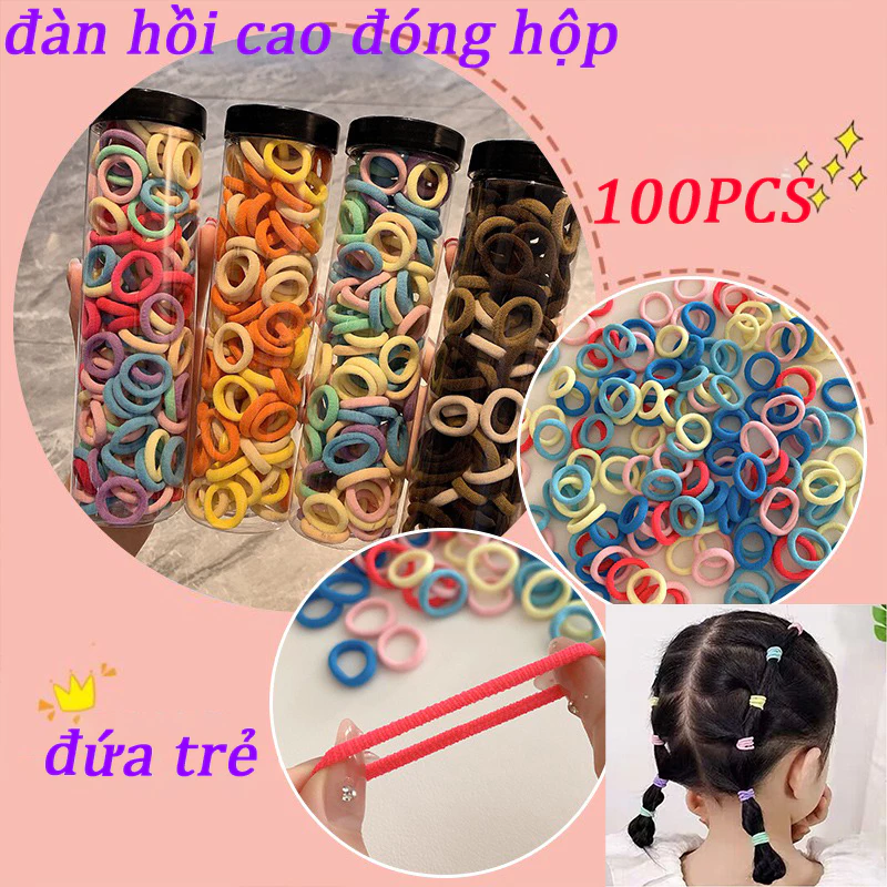 Set 100 Dây Cột Tóc mini Nhiều Màu Sắc Thời Trang 2024 Cho Nữ