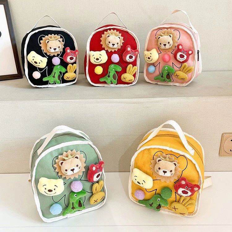 Phiên bản Hàn Quốc của túi đi học trẻ em hoạt hình ba lô gấu dễ thương trường mẫu giáo ba lô vải nhẹ
