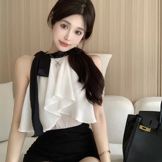 Áo Croptop Trễ Vai Chất Liệu Chiffon Thời Trang Cho Nữ