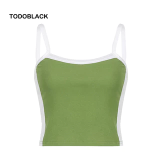 TODOBLACK Áo Croptop 2 Dây Màu Xanh Lá Cây Phong Cách vintage Cho Nữ