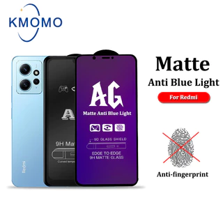 Kính cường lực Xiaomi Redmi chống vân tay, mồ hôi AG full màn, Chống Ánh Sáng Xanh cho Note 13 Pro 5G 12 4G + 12s 11 11s 10 10s 9 9s 8 7 Plus