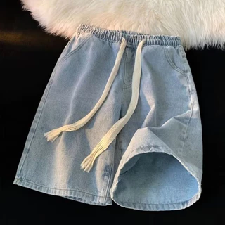 Quần Short denim Ống Rộng Màu Sắc Đơn Giản Cho Nữ quần jean nam đẹp quần short nam hiphop quần jean baggy quần short nam ống rộng