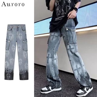 Quần bò ống rộng unisex  quần jean ống đứng Cao Cấp denim quần jean ống rộng thời trang quần jean nam hàn quốc phong cách Hàn Quốc oversizequần hiphop nam