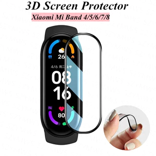 Kính Cường Lực Cong 3D Bảo Vệ Màn Hình Đồng Hồ Thông Minh Xiaomi Band 8 7 6 5 Mi Band8 7 6 5