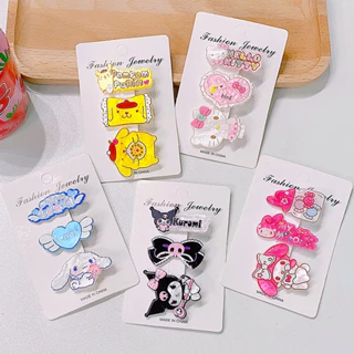 🌺SANRIO Bộ 3 Kẹp Tóc Hình Trái Tim Dễ Thương Cho Bé Gái