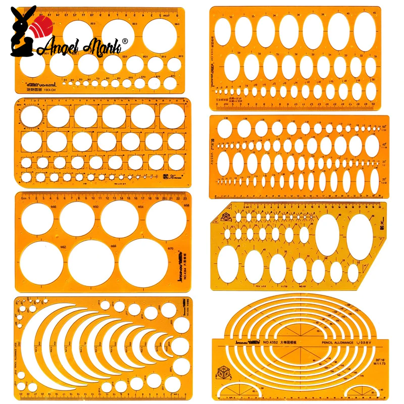 Thước Khuôn Vẽ Hình Thiên Thần Bằng Nhựa Resin Mềm Cho Xây Dựng / Xây Dựng / Hình Học / Toán Học / Đồ Nội Thất / Cong / Tròn Jinsihou