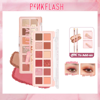 Bảng phấn mắt PINKFLASH 12 màu tông hồng mịn và mịn màng chống nước lâu trôi