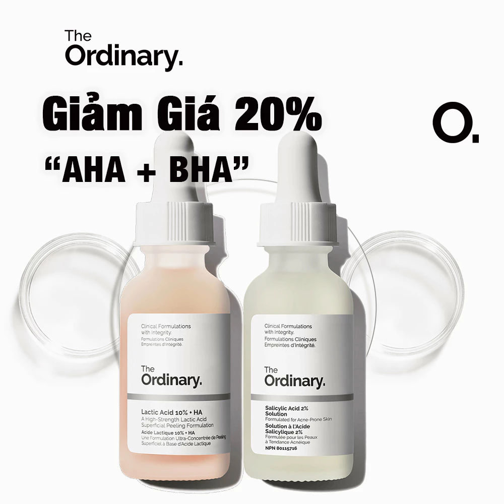 The Ordinary AHA + BHA Bộ Sản Phẩm Tẩy Tế Bào Chết - Salicylic Acid 2% Solution / Lactic Acid 10% + HA - 2×30ml (Có Bán Lẻ)