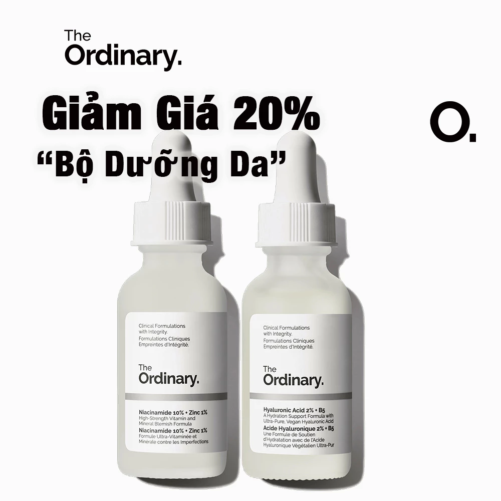 [1/2 Chai] The Ordinary Bộ Dưỡng Da Niacinamide Serum Hydra B5 - Hyaluronic Acid 2% + B5 / Niacinamide 10% + Zinc 1% - 2x30ml (Có Bán Lẻ)