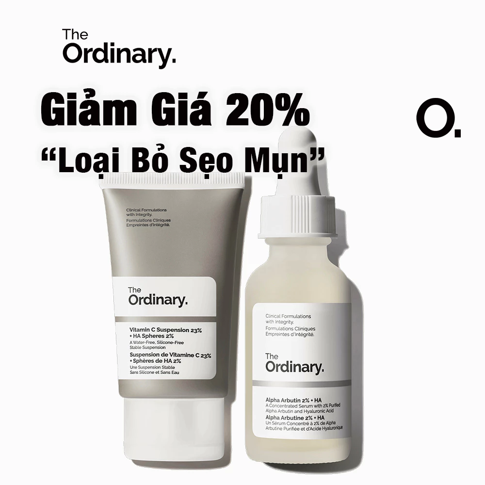 [1/2 Chai] The Ordinary Loại Bỏ Sẹo Mụn Vitamin C 23%+ HA 2% 30ml / Alpha Arbutin 2% + HA - 2x30ml (Có Bán Lẻ)