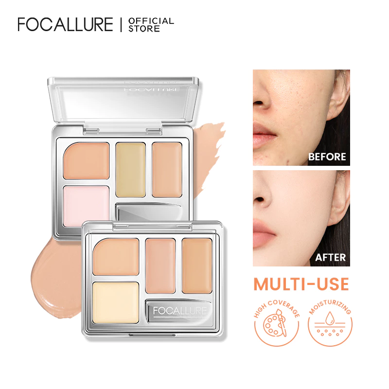 Bảng kem che khuyết điểm FOCALLURE 4 màu dưỡng ẩm trọng lượng nhẹ 4.1g