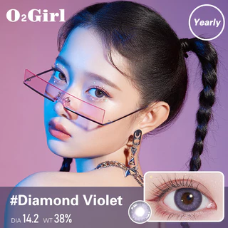 O2Girl lens cận Flagship Shop 2 miếng cosplay Anime Năm tự nhiên Ném nữ 14.2mm Kính cận tiếp xúc Màu nâu xanh lá cây Màu xám tím Sinh viên phi nhật Ném Kích thước Trang điểm Sản phẩm làm đẹp lens cận