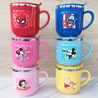 Cốc Uống Sữa Có Thang Đo Bằng Thép Không Gỉ Họa Tiết Disney Dễ Thương Cho Bé