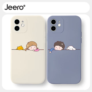 Ốp lưng JEERO mềm hoạt hình cặp đôi dễ thương đẹp Cho iPhone 15 14 13 12 11 Pro Max SE 2020 X XR XS 8 7 ip 6S 6 Plus HFF3085