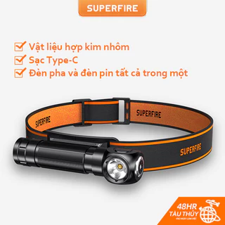 Đèn Pin Đội Đầu SUPERFIRE TH04 18650 Có Thể Sạc Lại Bằng Cổng USB Siêu Sáng