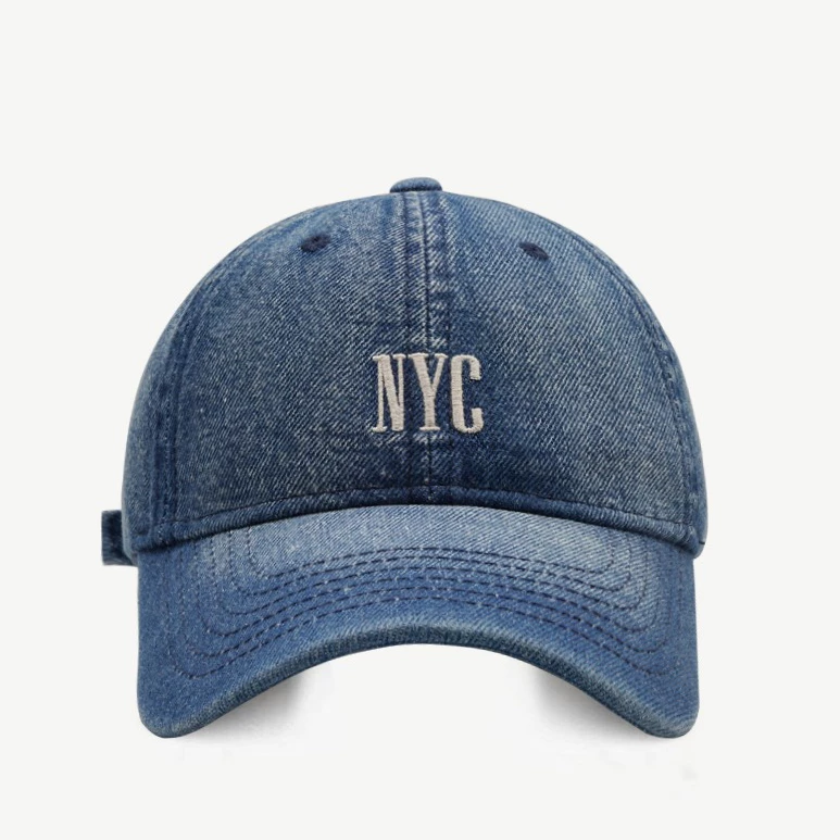 Mũ Lưỡi Trai Denim Thêu Chữ NYC Phong Cách Đường Phố Hàn Quốc Thời Trang Mùa Hè Cho Cặp Đôi