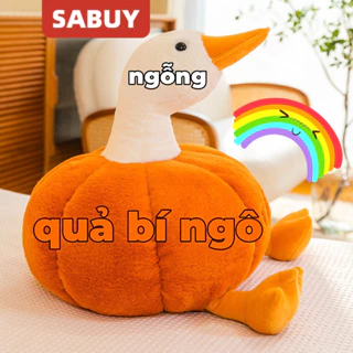 Đồ chơi nhồi bông hình ngỗng bí ngô dễ thương ngộ nghĩnh 35-55CM có thể dùng làm gối ngủ