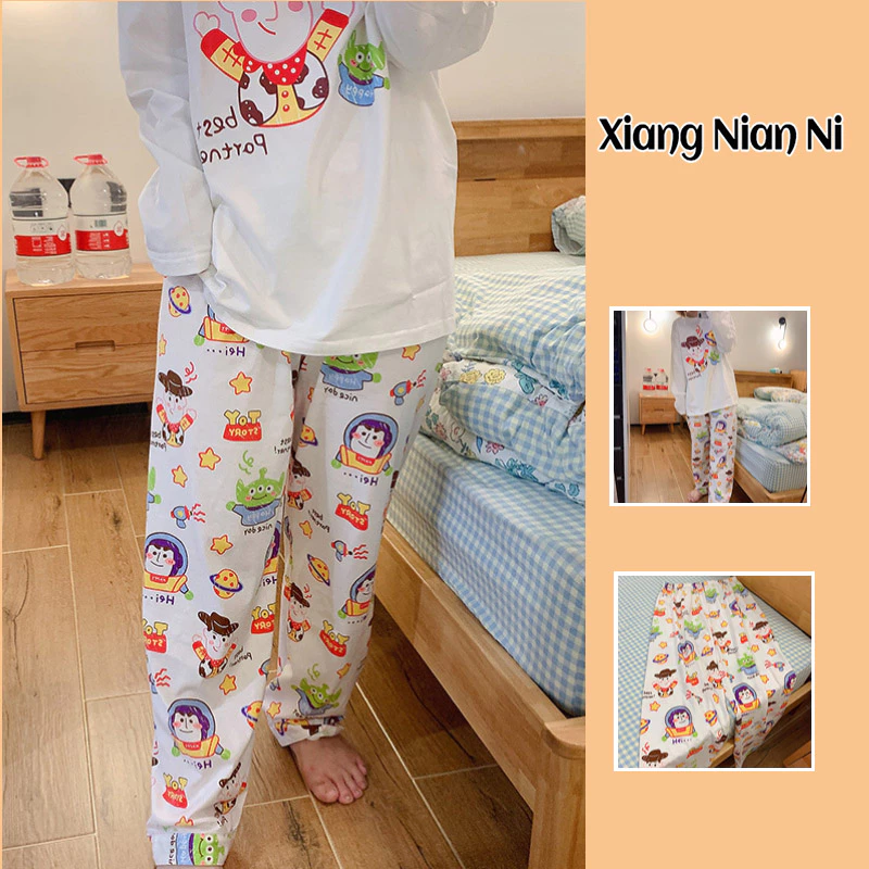 Xiang Nian Ni Quần Pijama Dáng Rộng Co Giãn Thoáng Khí Họa Tiết Hoạt Hình Mặc Ở Nhà Và Ngoài Trời