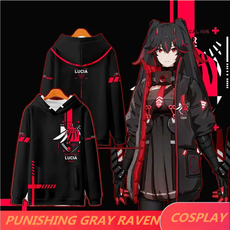 Anime mới PUNISHING GRAY RAVEN Dây kéo Áo Hoodie thời trang nam Nhật Bản dáng rộng dành cho nữ ❥ ❈ Áo len in hình Unisex Áo khoác dài tay có mũ trùm đầu Top Cosplay