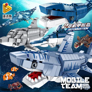 Khối xây dựng lego marine animal series 2 change mecha shark puzzle assembly male