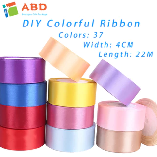 【ABD】Ruy băng lụa cuộn dài 22m bản rộng 4cm màu đỏ rượu