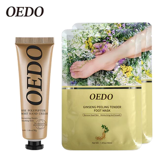 OEDO 2Packs Ginseng Exfoliating Foot Mask+Rose Polypeptide Moist Hand Cream 30g
