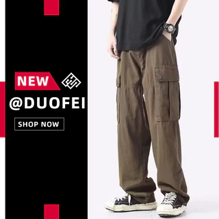 【M-3XL】Quần kaki túi hộp Hiphop ống rộng xuông dài Quần Trơn Trang Cho Nam cargo pants thời trang cho quần unisex cargo pants