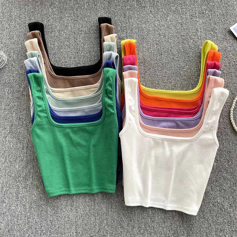 Áo crop top mỏng Y2k có áo vest không tay nhiều màu dành cho nữ