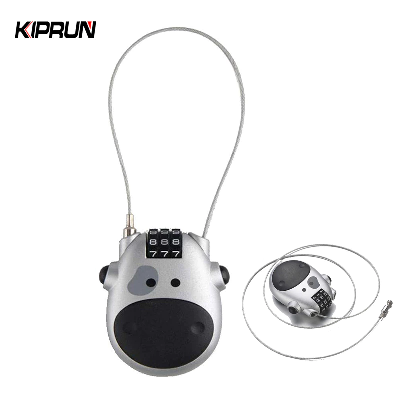 Khóa Cáp KIPRUN, Khóa Kết Hợp Mật Khẩu 3 Chữ Số Khóa Du Lịch Mini Số An Toàn Với Dây Thép Có Thể Thu Vào 65cm Cho Hành Lý, Chống Trộm Ngoài Trời