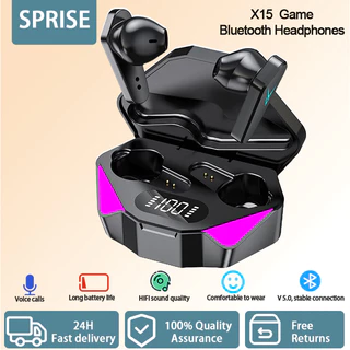 Tai nghe chơi game SPRISE X15 không dây Bluetooth có màn hình LED 2 chế độ giảm tiếng ồn