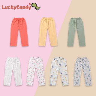 Quần ngủ LUCKYCANDY dài cotton mặc ở nhà nhiều họa tiết tùy chọn phong cách thường ngày đáng yêu cho bé trai bé gái