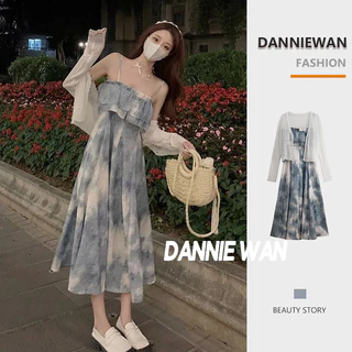 DannieWan váy nữ Đầm Hoa đầm body đầm dài A22M1PT