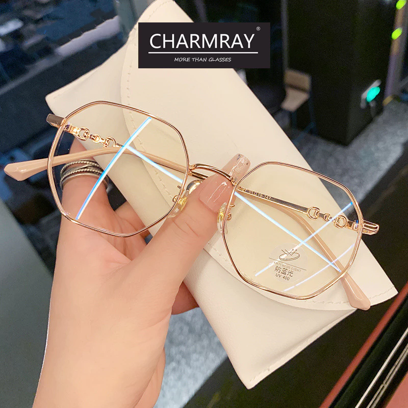 Charmray Kính Mát Nữ Gọng Đa Giác Chống Bức Xạ