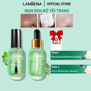 Mặt Nạ Tẩy Mụn Đầu Đen Chuyên Nghiệp Lanbena Serum Dưỡng Ẩm Se Khít Lỗ Chân Lông Cân Bằng Chăm Sóc Da (Bước 1 & Bước 2)