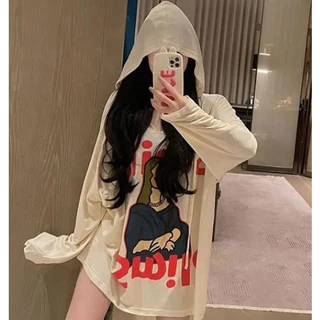 Jiashucheng Áo Hoodie Tay Dài Dáng Rộng In Họa Tiết Hoạt Hình Phong Cách Hàn Quốc Cổ Điển Thời Trang Mùa Thu Cho Nữ