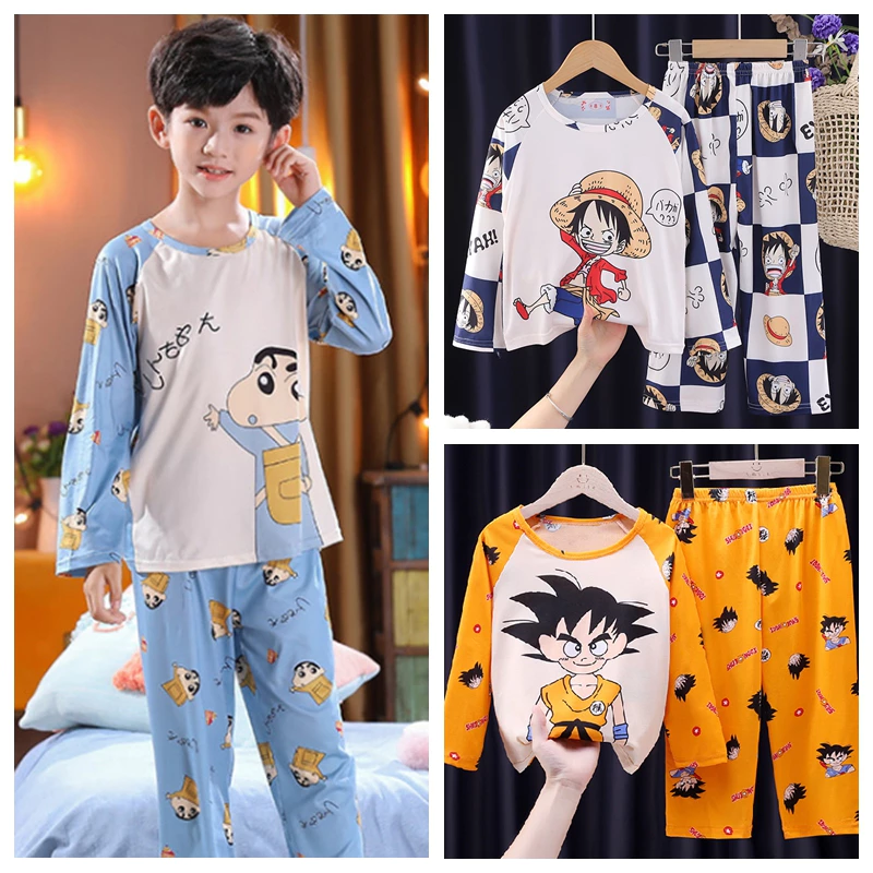 Bộ đồ trẻ em baju budak lelaki Bộ đồ ngủ dài tay thông thường Bộ đồ ngủ in hình hoạt hình Cổ chữ O baju tidur budak lelaki Bộ đồ ngủ trẻ em thoáng khí 🍒 ❈ ❈