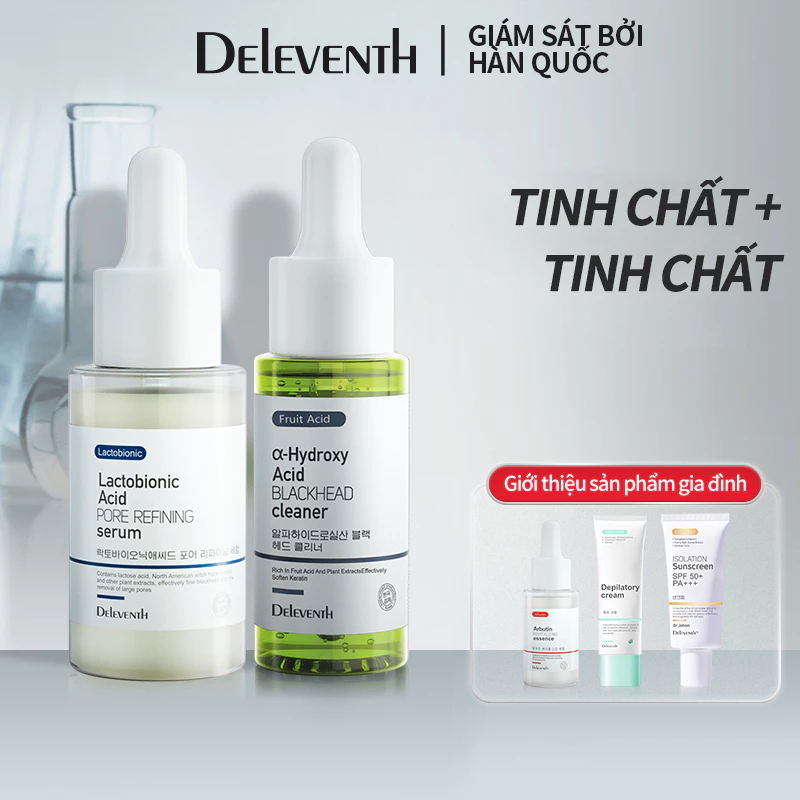 Serum axit lactobionic ceramide DELEVENTH se khít lỗ chân lông và tinh chất arbutin dưỡng trắng loại bỏ mụn 37ml 30ml