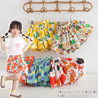 Quần short Giả Váy Bằng cotton Mỏng Họa Tiết Hoa Hợp Thời Trang Cho Bé Gái