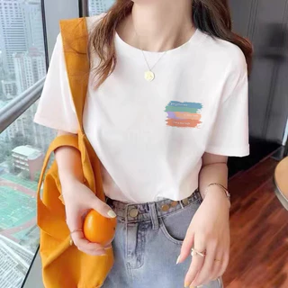 HIIXIIVI Áo Thun 100% cotton Tay Ngắn Cổ Tròn Phong Cách Hàn Quốc Thời Trang Mùa Hè Mới Cho Nữ