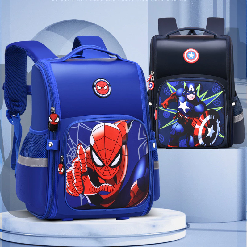 Ba Lô Đi Học Sức Chứa Lớn Chống Thấm Nước In Họa Tiết Spiderman Captain America Chất Lượng Cao Cho Bé Trai Tiểu Học