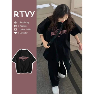 Áo Thun Nữ oversized Vải cotton Màu Đen Phong Cách Retro Mỹ