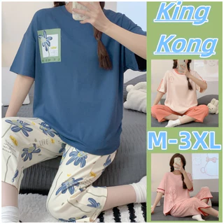 Bộ Đồ Ngủ Cotton Plus size M-3XL Tay Ngắn 3 / 4 Dành Cho Nữ