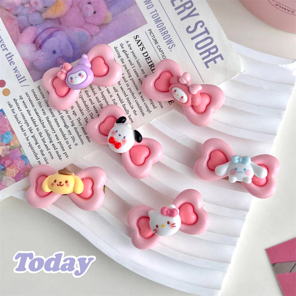 Kẹp Tóc Nơ Sanrio Hình Trái Tim Hoạt Hình Dễ Thương Cho Bé Gái