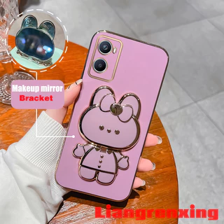 ốp lưng OPPO A96 4G OPPO A76 4G Ốp Điện Thoại Silicon Mềm Mạ Điện Gắn Gương Trang Điểm Hình Thỏ Chống Sốc Cho OPPO A96 4G OPPO A76 4G DDTZJ01 viền vuông cute