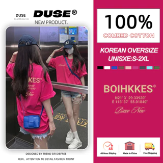 「DUSE」100% cotton in chữ rời màu trái cây ragon áo sơ mi unisex tay ngắn với phong cách dopamine áo cổ tròn cho mùa hè