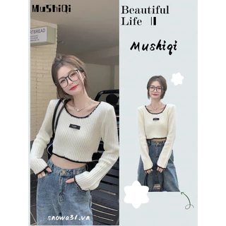 Áo sweater Tay Dài Hở Xương Quai Xanh Dáng Ngắn Thời Trang Mùa Thu Mới Cho Nữ