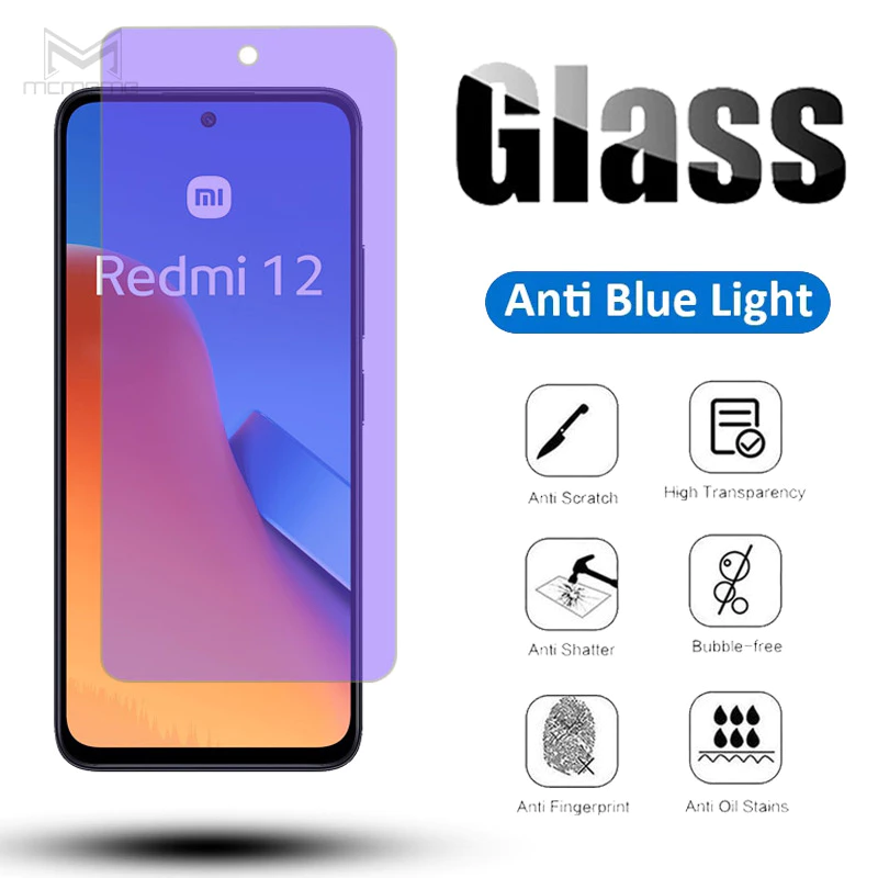 Kính cường lực toàn màn hình ánh tím chống tia sáng xanh cho điện thoại Xiaomi Redmi 13C A3 12 5G 12C Note 13 Pro 5G